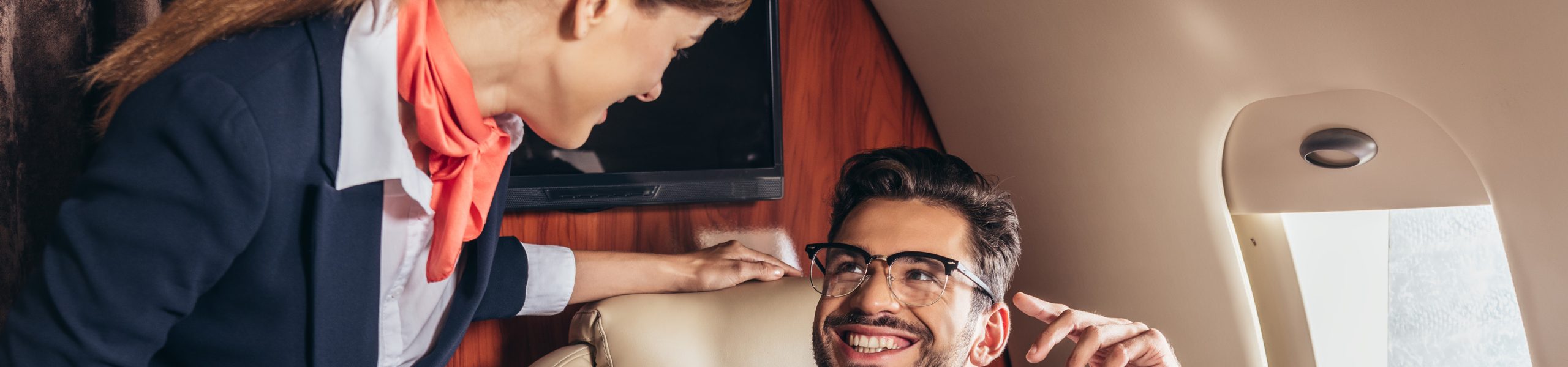 Businessman flying first class