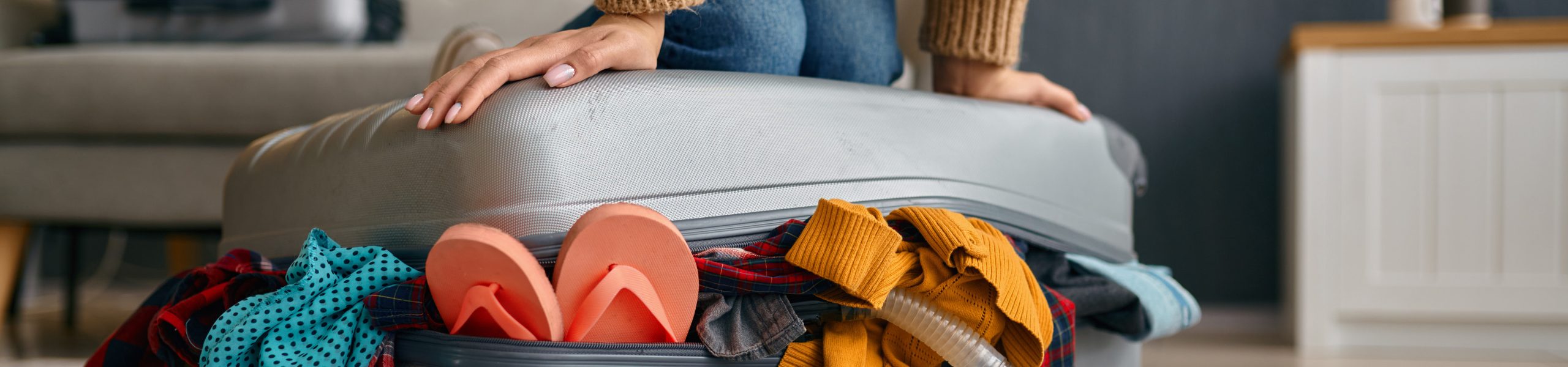 Overflowing suitcase